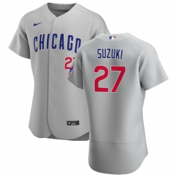 Men Chicago Cubs #27 Seiya Suzuki Men Nike Gray Road 2020 Flex Base Team Jersey