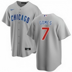 Men Chicago Cubs 7 Yan Gomes Grey Cool Base Stitched Baseball jersey