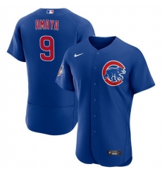 Men Chicago Cubs 9 Miguel Amaya Blue Flex Base Stitched Baseball Jersey