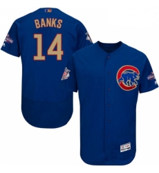 Mens Majestic Chicago Cubs 14 Ernie Banks Authentic Royal Blue 2017 Gold Champion Flex Base MLB Jersey