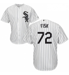 Mens Majestic Chicago White Sox 72 Carlton Fisk White Home Flex Base Authentic Collection MLB Jersey