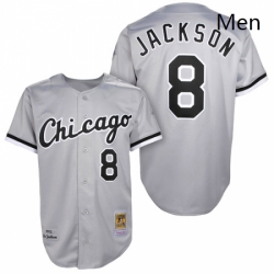 Mens Mitchell and Ness 1993 Chicago White Sox 8 Bo Jackson Authentic Grey Throwback MLB Jersey