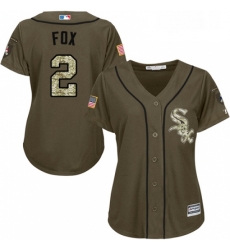 Womens Majestic Chicago White Sox 2 Nellie Fox Replica Green Salute to Service MLB Jersey