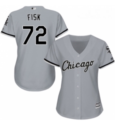 Womens Majestic Chicago White Sox 72 Carlton Fisk Replica Grey Road Cool Base MLB Jersey