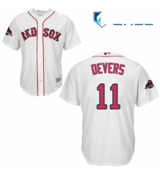 Youth Majestic Boston Red Sox 11 Rafael Devers Authentic White Home Cool Base 2018 World Series Champions MLB Jersey 