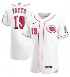 Men Cincinnati Reds 19 Joey Votto White Flex Base Stitched Jersey