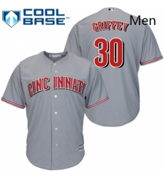 Mens Majestic Cincinnati Reds 30 Ken Griffey Replica Grey Road Cool Base MLB Jersey