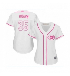 Womens Cincinnati Reds 35 Tanner Roark Replica Pink Fashion Cool Base Baseball Jersey 