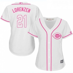 Womens Majestic Cincinnati Reds 21 Michael Lorenzen Authentic White Fashion Cool Base MLB Jersey