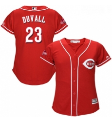 Womens Majestic Cincinnati Reds 23 Adam Duvall Authentic Red Alternate Cool Base MLB Jersey