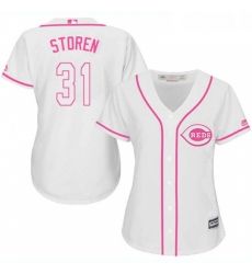 Womens Majestic Cincinnati Reds 31 Drew Storen Authentic White Fashion Cool Base MLB Jersey