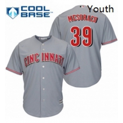 Youth Majestic Cincinnati Reds 39 Devin Mesoraco Replica Grey Road Cool Base MLB Jersey