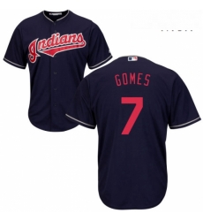 Mens Majestic Cleveland Indians 7 Yan Gomes Replica Navy Blue Alternate 1 Cool Base MLB Jersey