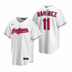 Mens Nike Cleveland Indians 11 Jose Ramirez White Home Stitched Baseball Jerse