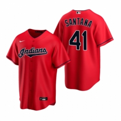 Mens Nike Cleveland Indians 41 Carlos Santana Red Alternate Stitched Baseball Jerse