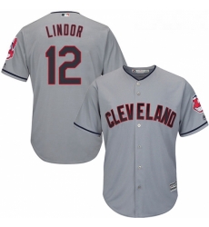 Youth Majestic Cleveland Indians 12 Francisco Lindor Authentic Grey Road Cool Base MLB Jersey