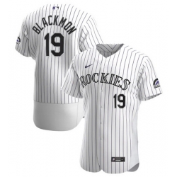 Men Colorado Rockies 19 Charlie Blackmon White Flex Base Stitched jersey