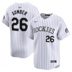 Men Colorado Rockies 26 Austin Gomber White Home Limited Stitched Baseball Jersey