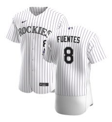 Men Colorado Rockies 8 Josh Fuentes Men Nike White Home 2020 Flex Base Player MLB Jersey