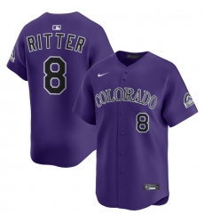 Men Colorado Rockies Nike Purple Alternate Limited Jersey RITTER 8 Men Colorado Rockies Nike Purple Alternate Limited Jersey RITTER 8