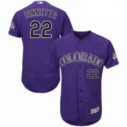 Mens Majestic Colorado Rockies 22 Chris Iannetta Purple Alternate Flex Base Authentic Collection MLB Jersey