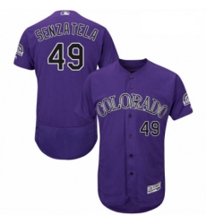 Mens Majestic Colorado Rockies 49 Antonio Senzatela Purple Alternate Flex Base Collection 2018 World Series Jersey 