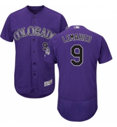 Mens Majestic Colorado Rockies 9 DJ LeMahieu Purple Alternate Flex Base Authentic Collection MLB Jersey