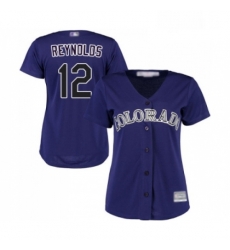 Womens Colorado Rockies 12 Mark Reynolds Replica Purple Alternate 1 Cool Base Baseball Jersey 