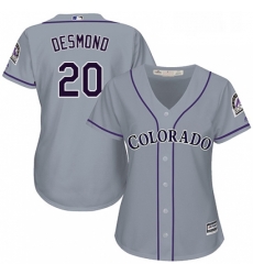 Womens Majestic Colorado Rockies 20 Ian Desmond Replica Grey Road Cool Base MLB Jersey