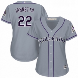 Womens Majestic Colorado Rockies 22 Chris Iannetta Replica Grey Road Cool Base MLB Jersey 