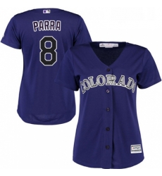 Womens Majestic Colorado Rockies 8 Gerardo Parra Replica Purple Alternate 1 Cool Base MLB Jersey