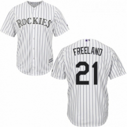 Youth Majestic Colorado Rockies 21 Kyle Freeland Authentic White Home Cool Base MLB Jersey 