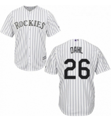 Youth Majestic Colorado Rockies 26 David Dahl Replica White Home Cool Base MLB Jersey 