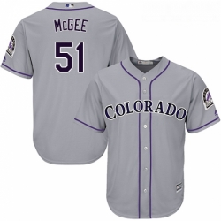 Youth Majestic Colorado Rockies 51 Jake McGee Replica Grey Road Cool Base MLB Jersey