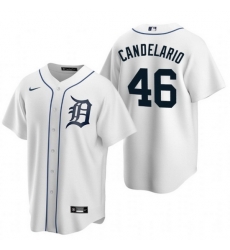 Men Detroit Tigers 46 Jeimer Candelario White Cool Base Stitched jersey