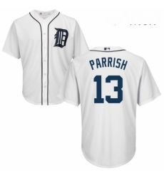 Mens Majestic Detroit Tigers 13 Lance Parrish Replica White Home Cool Base MLB Jersey