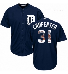 Mens Majestic Detroit Tigers 31 Ryan Carpenter Authentic Navy Blue Team Logo Fashion Cool Base MLB Jersey 