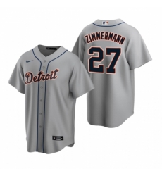 Mens Nike Detroit Tigers 27 Jordan Zimmermann Gray Road Stitched Baseball Jerse