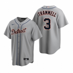 Mens Nike Detroit Tigers 3 Alan Trammell Gray Road Stitched Baseball Jerse