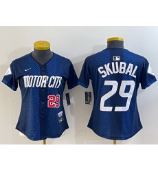 Women Detroit Tigers 29 Tarik Skubal 2024 Navy City Connect Cool Base Limited Stitched Baseball Jersey 2