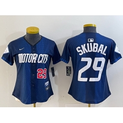 Women Detroit Tigers 29 Tarik Skubal 2024 Navy City Connect Cool Base Limited Stitched Baseball Jersey 2