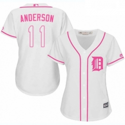 Womens Majestic Detroit Tigers 11 Sparky Anderson Replica White Fashion Cool Base MLB Jersey 