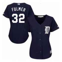 Womens Majestic Detroit Tigers 32 Michael Fulmer Replica Navy Blue Alternate Cool Base MLB Jersey 