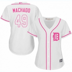 Womens Majestic Detroit Tigers 49 Dixon Machado Replica White Fashion Cool Base MLB Jersey 