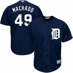 Youth Majestic Detroit Tigers 49 Dixon Machado Authentic Navy Blue Alternate Cool Base MLB Jersey 