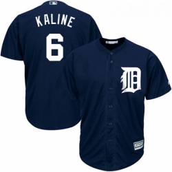 Youth Majestic Detroit Tigers 6 Al Kaline Authentic Navy Blue Alternate Cool Base MLB Jersey