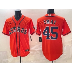Men Houston Astros 45 Tatsuya Imai Orange Cool Base Stitched Jersey