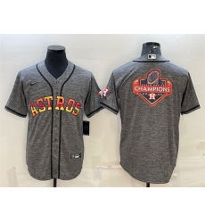 Men Houston Astros Grey 2022 World Series Champions Team Big Logo Cool Base Stitched Baseball Jersey