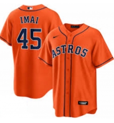 Men Houston Astros Tatsuya Imai #45 Orange Cool Base Stitched Home Jersey