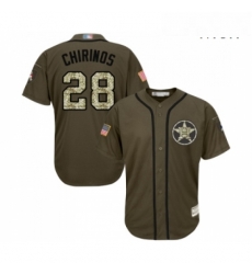 Mens Houston Astros 28 Robinson Chirinos Authentic Green Salute to Service Baseball Jersey 